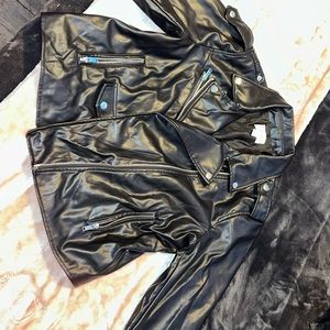 Nine West large black faux leather jacket